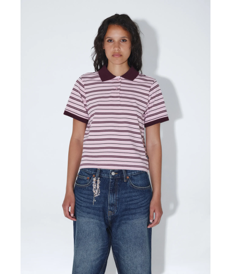 Jade SS Polo Pink Stripe - DRDENIM