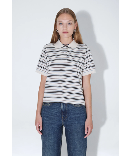 Jade SS Polo Ecru Stripe - DRDENIM